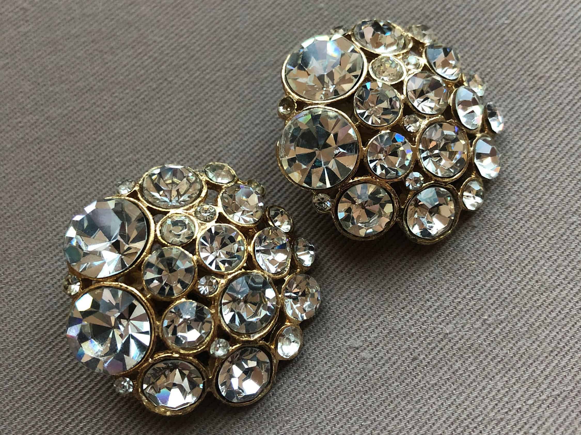 Diamante Clip On Statement Earrings 